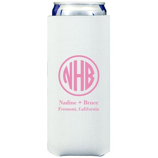 Framed Rounded Monogram with Text Collapsible Slim Koozies